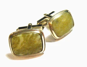Vintage 70s Yellow Serpentine Gold Plate Cufflinks FA Freddy Henning Asmussen - Picture 1 of 4