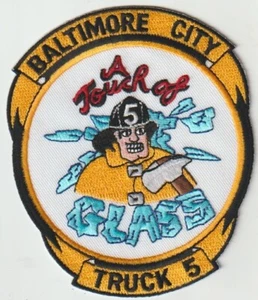 Camión de bomberos Baltimore City MD 5 "Un toque de vidrio" parche envío desde Australia - Imagen 1 de 1