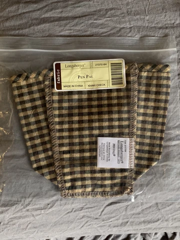 Longaberger Khaki Check Pen Pal Basket Over the Edge Liner #27375164 - NEW Cover