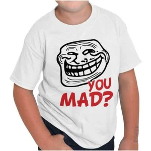 Retro Troll Face Funny Internet Meme You Mad Youth Crewneck T Shirts Boy or Girl - Picture 1 of 9