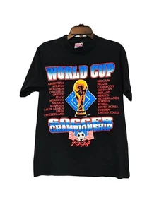 Vintage USA 94 FIFA World Cup Graphic T-shirt Black Size Medium M - Picture 1 of 9