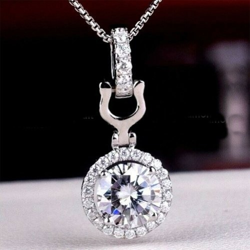 OFF WHITE RARO ciondolo solitario con diamanti trattati bianco sporco certificato 5 60 ct in argento 925