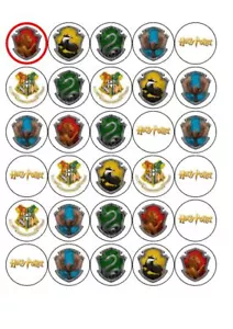 30 HARRY POTTER | HOGWARTS BIRTHDAY PARTY CUPCAKE TOPPERS 3.8CM ROUND - Picture 1 of 1