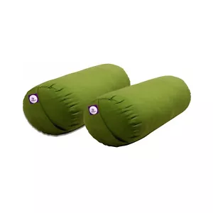 Yogikuti Cotton Filled Round Yoga Bolster 2pcs, Cotton Yoga Pillow/Cushion - Picture 1 of 18