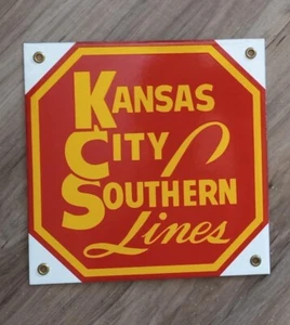 Kansas City Southern Lines KC Porcelain Sign Home Office Shop Den Garage Decor - Picture 1 of 1