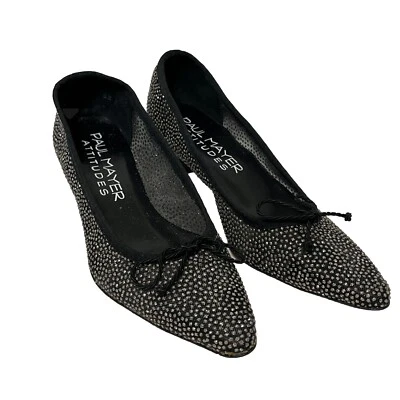 Glamorosos Paul Mayer Attitudes Mujer Negro Malla Brillo Gatito Tacones Talla 6.5B Foto 1 de 4