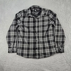 Volcom Shirt Mens Small Black White Plaid Long Sleeve Fleece Snap Closure - Picture 1 of 11