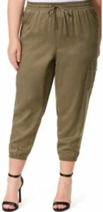 NWT Jessica Simpson Women's Olive Elastic Waist Cargo Pockets Jogger Pants 3X - Picture 1 of 19