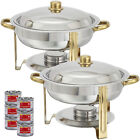 Round Chafing Dish Buffet Set with Fuel — Water + Food Pans + Frames + Lids
