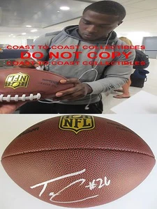 Tevin Coleman San Francisco 49ers firmado, autografiado, fútbol americano Duke, prueba de certificado de autenticidad - Imagen 1 de 2