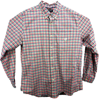 Chaps Men's Shirt XL Size L/S Button White/Blue/Green/Red Plaid Stretch Oxford - Image 1 of 4