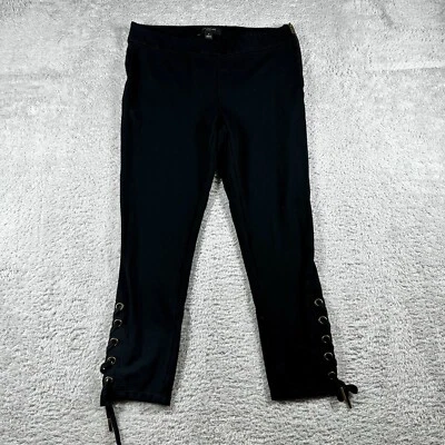 Pantalones Ann Taylor Loft Mujer 4P Negros Legging Capri Atar Tobillo Foto 1 de 4