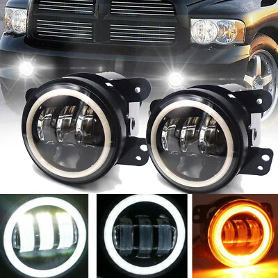 Luces antiniebla LED redondas de 4 pulgadas parachoques delantero para Dodge RAM 1500 2500 3500 1994-2001 Foto 1 de 4