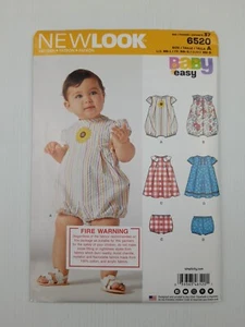New Look Sewing Pattern 6520 Baby Romper Dress Pants in 2 styles Size NB-L NEW - Picture 1 of 2