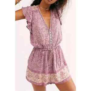SPELL & THE GYPSY COLLECTIVE Dahlia Mulberry Purple Pink Playsuit Romper Size L