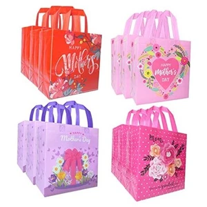 Mother's Day Tote Gift Bags with Handles,16 Pcs Bulk Floral Non-Woven Love - Picture 1 of 7