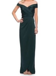 Vestido La Femme Azul Marino Fuera del Hombro Acanalado Jersey Columna Talla 2 - Imagen 1 de 13