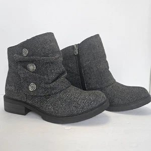 Blowfish Malibu Boots Womens Sz 6 Zip Ankle Booties Gray Herringbone NWOB - Picture 1 of 13