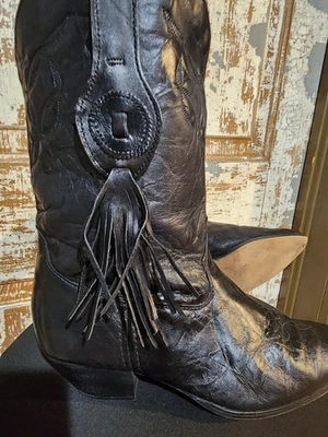 Botas ocidentais clássicas femininas Laredo cowgirl cowboy couro preto 7,5M - Imagem 1 de 4