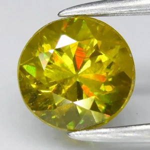 💎 0.90ct Round Natural Greenish Yellow Sphene - Amazing Luster, Madagascar Gem - Picture 1 of 4