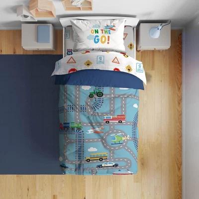 Edredón Sunny Side Up On The Go para niños pequeños 4 piezas, azul - en el Foto 1 de 4