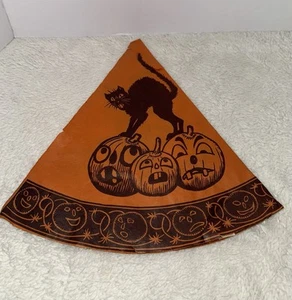 Vintage Halloween 11" Paper Hat Witch Broom Black Cat Pumpkin Germany Very Old - Picture 1 of 15