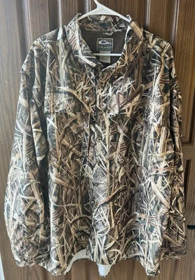 Drake Men’s Sz 2XL LS Vented Button Front Camouflage Ducks Unlimited Hunt Shirt - Image 1 of 4