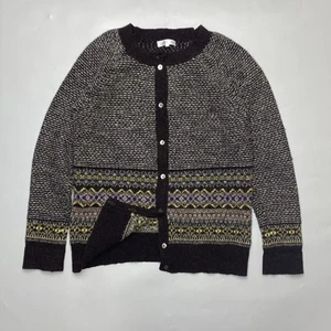 Eribe Womens Alpine Fairisle Piccalilli Brown Wool Cardigan Sweater Size L - Picture 1 of 9