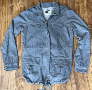Kut from the Kloth small cinch waist Grey lightweight Zip Up Snap utility jacket - Picture 1 of 4