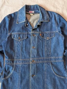 Levi's Vintage 70s Orange Tab Dark Denim Western Barn Chore Coat Size Large USA - Bild 1 von 11