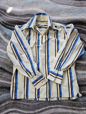 Vintage 60s Towncraft Shirt Mens Large Striped White - Image 1 of 4