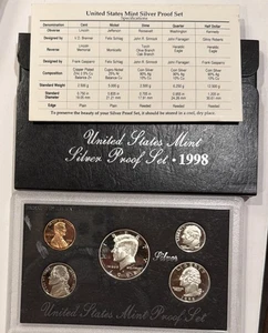 1998-S 1C-50C Silver Proof Set United States Mint - Picture 1 of 1