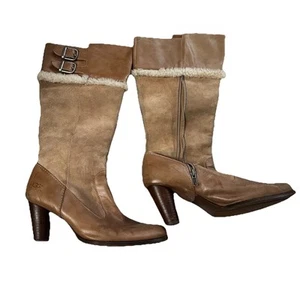 Ugg Knee High Boots Size 8 Leather And Suede Heeled Boots - Picture 1 of 4