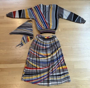 VTG ANNE CRIMMINS Umi Collections Neiman Marcus Silk Skirt Sweater Scarf Set - Picture 1 of 8