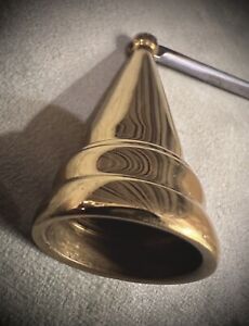 Vintage Silver Tone and Brass Candle Snuffer Bell Shape Long Handle