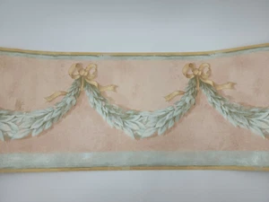 Wallpaper Border Wallcovering Made in Italy Satin Finish with Bows & Leaves NOS - Picture 1 of 12