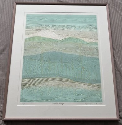 Impresión Collagráfica Vintage Años 80 M. Tomchuk Repujado Arte Moderno Firmado Enmarcado Mate Foto 1 de 4