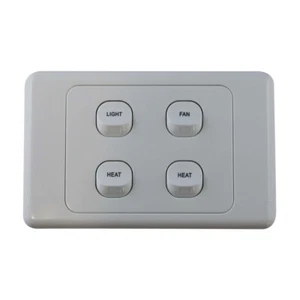 4 Gang Wall Switch - PRINTED WITH FAN LIGHT HEAT HEAT - Electrical Light Switch - Picture 1 of 4