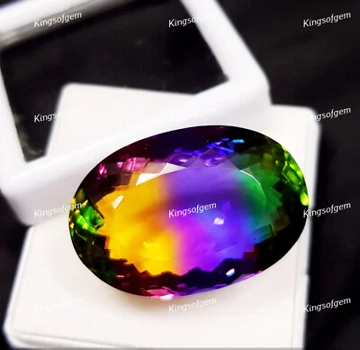 70 Ct Doublet Glass Stone Multi Color Tourmaline Oval Cut Stone Loose Gemstone - Image 1 of 4