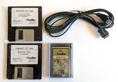 Tarjeta PC Farallon PCMCIA EtherMac Ethernet Macintosh PowerBook + Cable Foto 1 de 3
