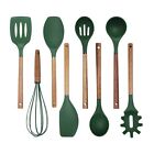 Silicone Cooking Utensils 8 Pc Kitchen Utensil Set Easy to Clean Wooden Kitch...