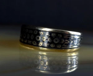 Ring Silber 875 geschwärzt ab ca. 19,0 mm Russland älter Blüten - attraktiv - Bild 1 von 8
