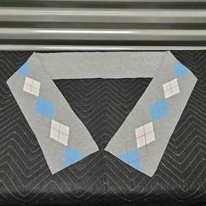 Talbots Grey Argyle Scarf with Blue & White Diamonds Red Accent Line 100% Cotton - Picture 1 of 9