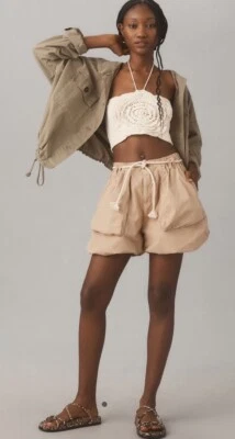 NUEVO CON ETIQUETAS Pantalones Cortos Pilcro and the Letterpress Mujer Anthropologie Caqui Marrón Burbuja L!! Foto 1 de 4