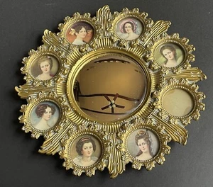Vintage *CAMEO CREATION GOLD Plastic Antique Ladies Wall CONVEX MIRROR Hollywood - Picture 1 of 12