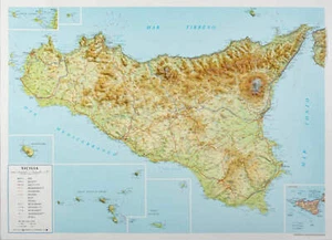 Mapa en relieve elevado de Sicilia - Imagen 1 de 1