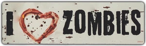 Bumper Sticker: I LOVE ZOMBIES w/Bloody Heart - Picture 1 of 1