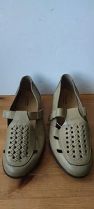 Ortopédicos Mary Janes Correa Plana Beige/Marrón Reino Unido 8 Zapatos Cuero Tejido Planos - Imagen 1 de 15