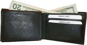 New style leather man's wallets 2 suede lined billfolds 1 zip 4 credit cards ID - Picture 1 of 12