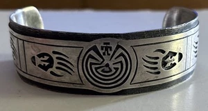 Vintage Hopi Man in The Maze Bear Claws men’s Sterling Silver Bracelet 8.25” - Picture 1 of 10